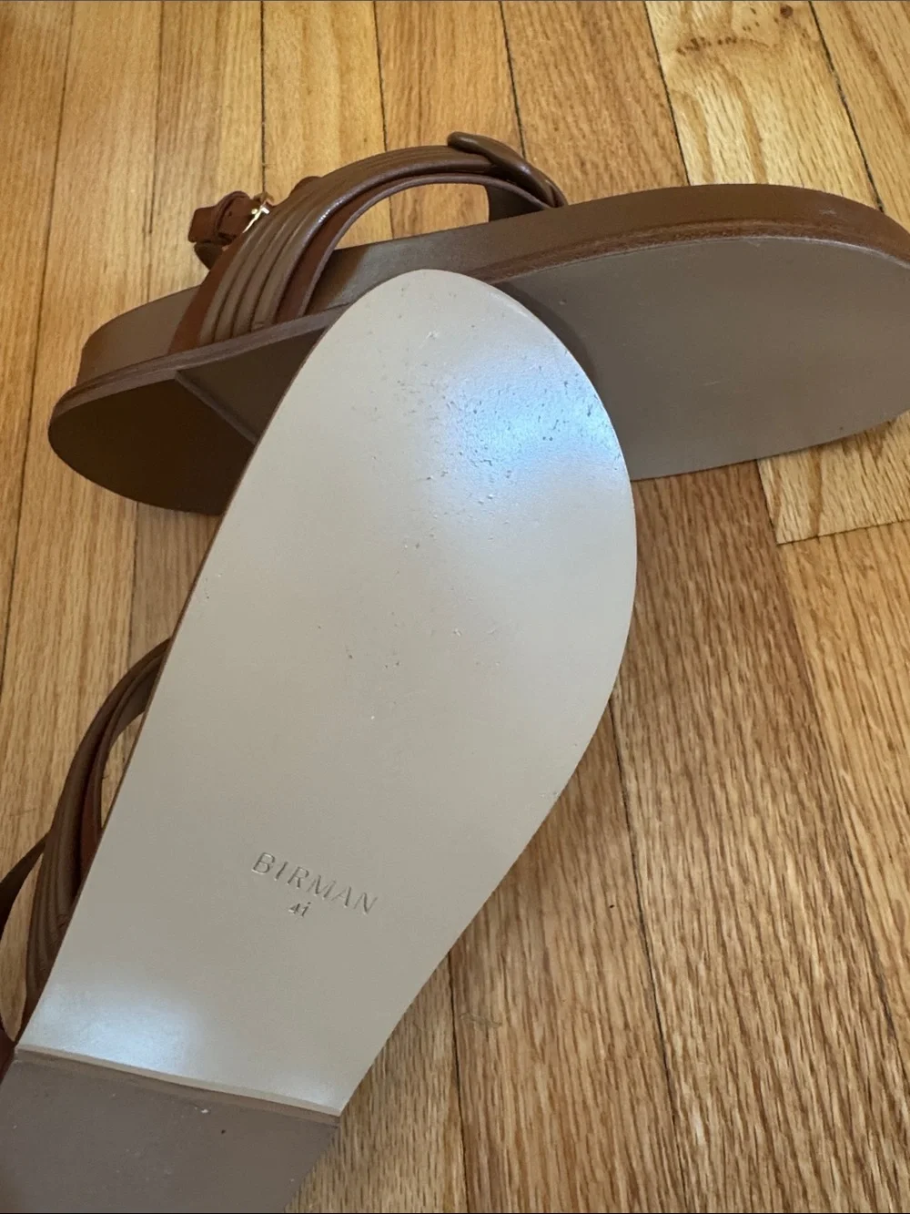 Alexandre Birman Vicky Thong Sandals Flats Espresso Nude Brown Leather 41 10